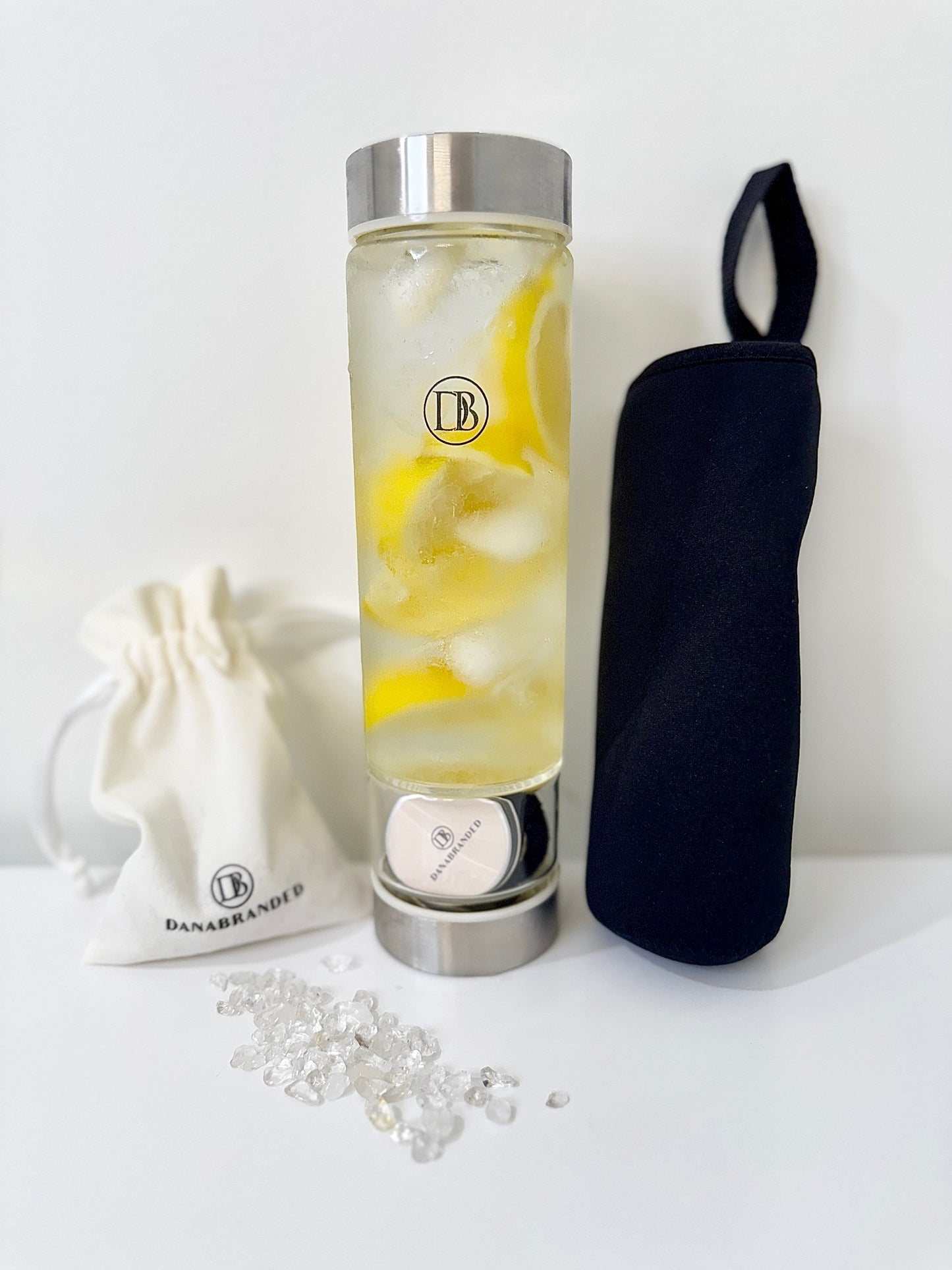 Clear Quartz Crystal Glass Water Bottle