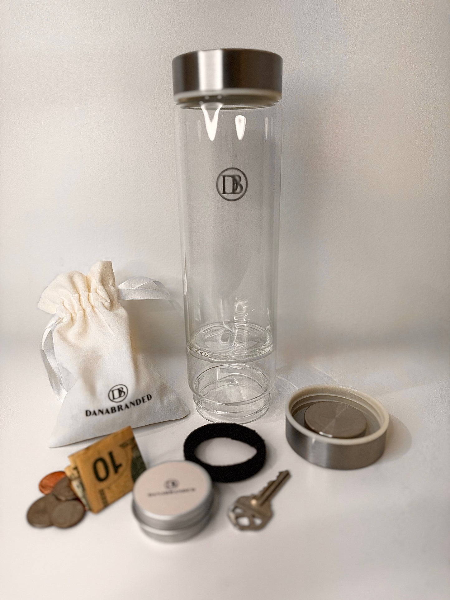 Clear Quartz Crystal Glass Water Bottle
