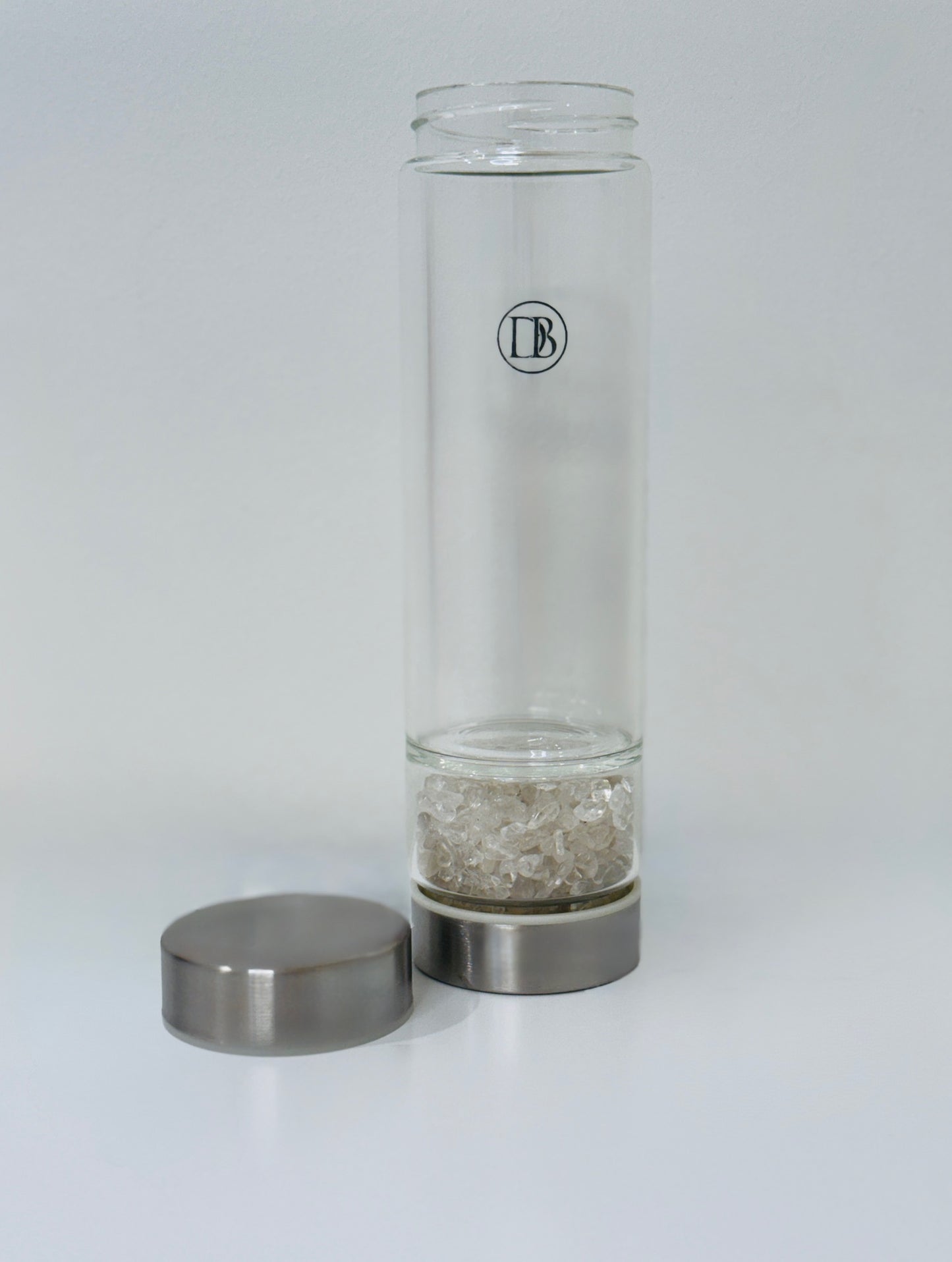 Clear Quartz Crystal Glass Water Bottle