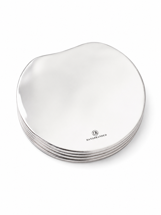 Plane Metallic Coasters in Silver