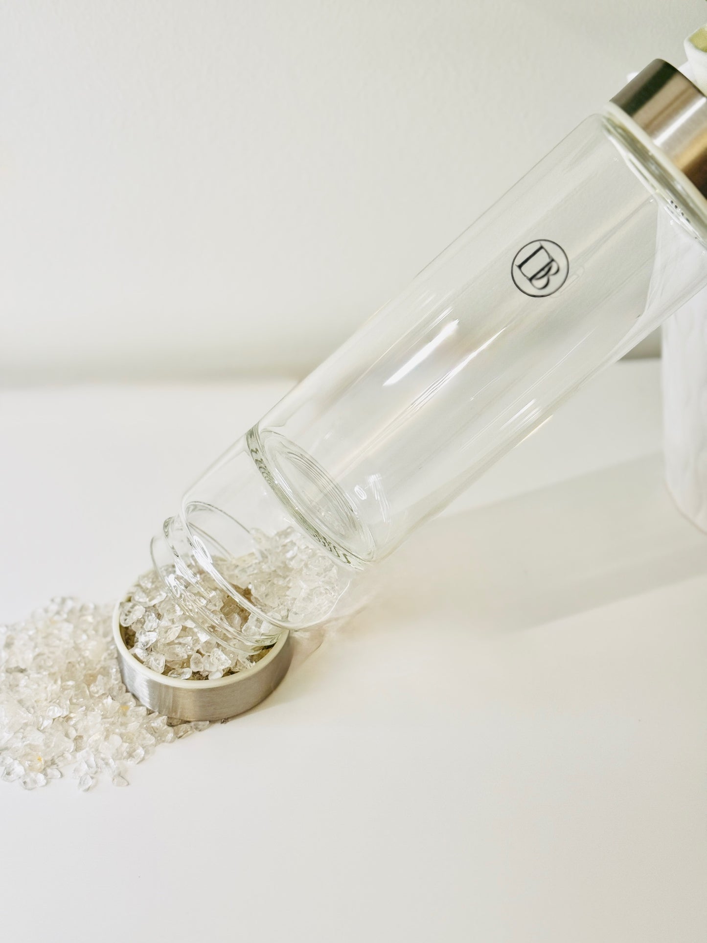 Clear Quartz Crystal Glass Water Bottle