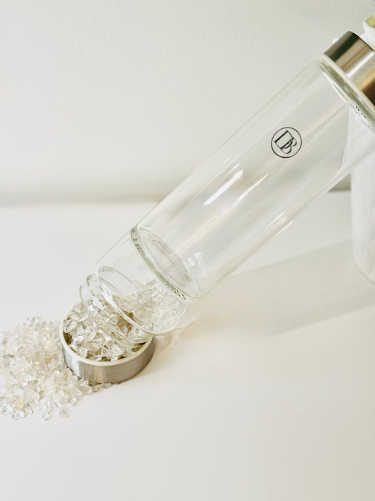 Clear Quartz Crystal Glass Water Bottle