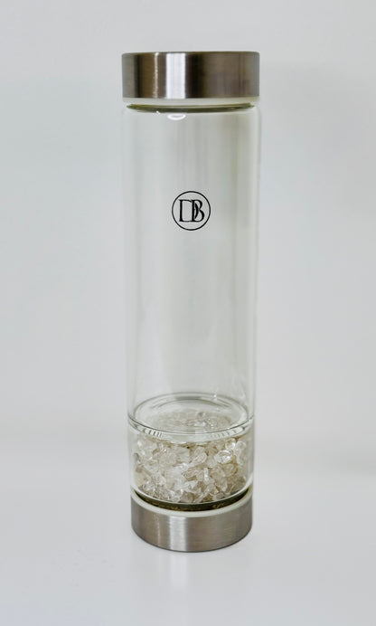 Clear Quartz Crystal Glass Water Bottle