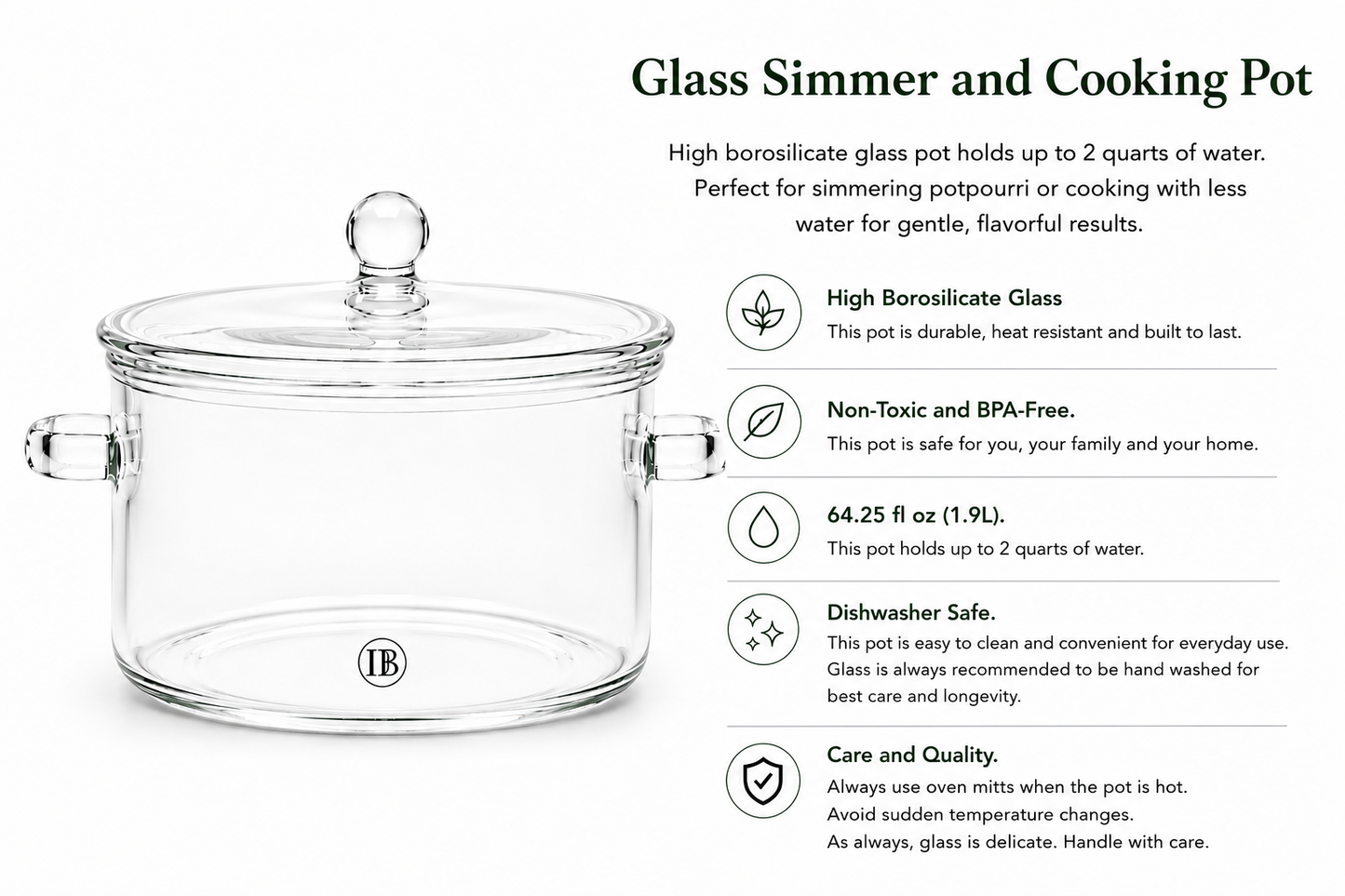 Glass Simmer and Cooking Pot