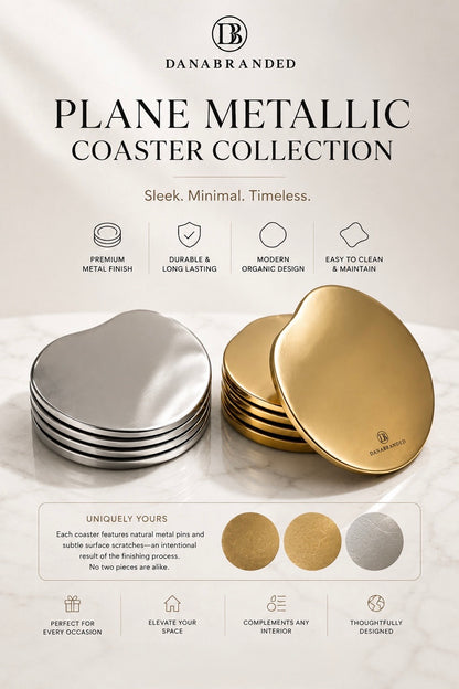 Plane Metallic Coasters in Silver