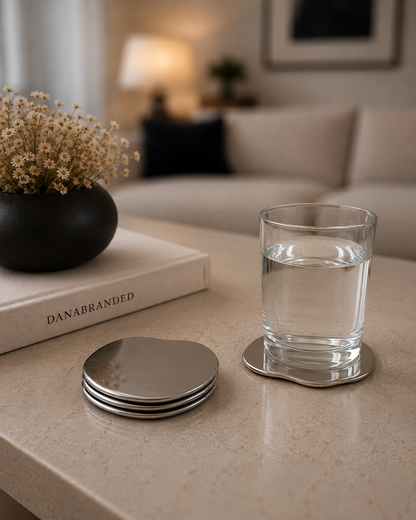 Plane Metallic Coasters in Silver