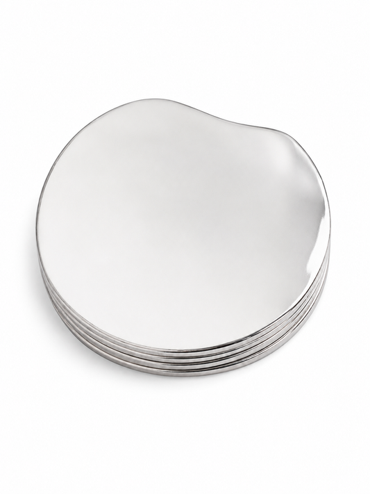 Plane Metallic Coasters in Silver