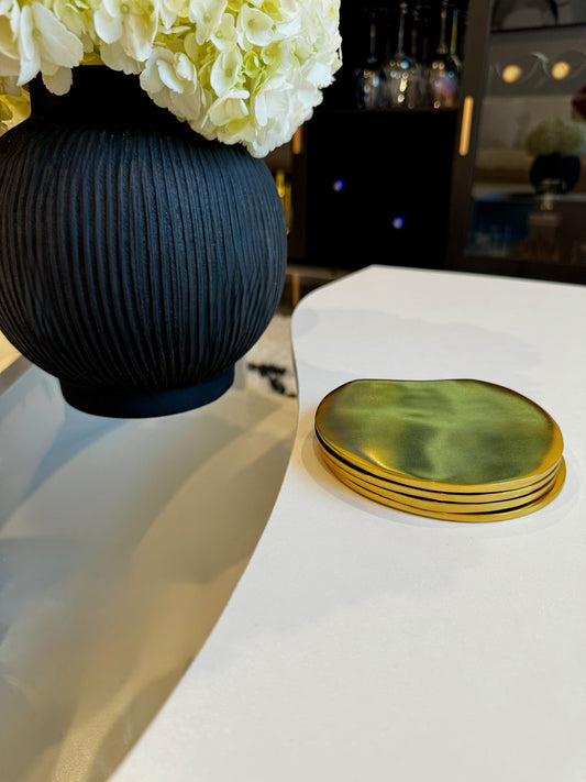 Plane Metallic Coasters in Gold